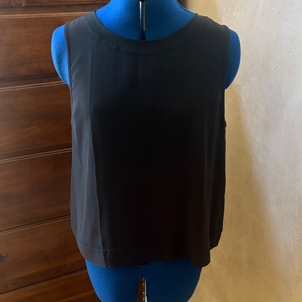 NWOT Eileen Fisher Classic Black Silk Tank Top.